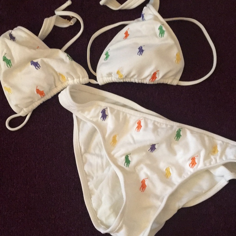 (M) White Ralph Swimsuit w/decorative logo